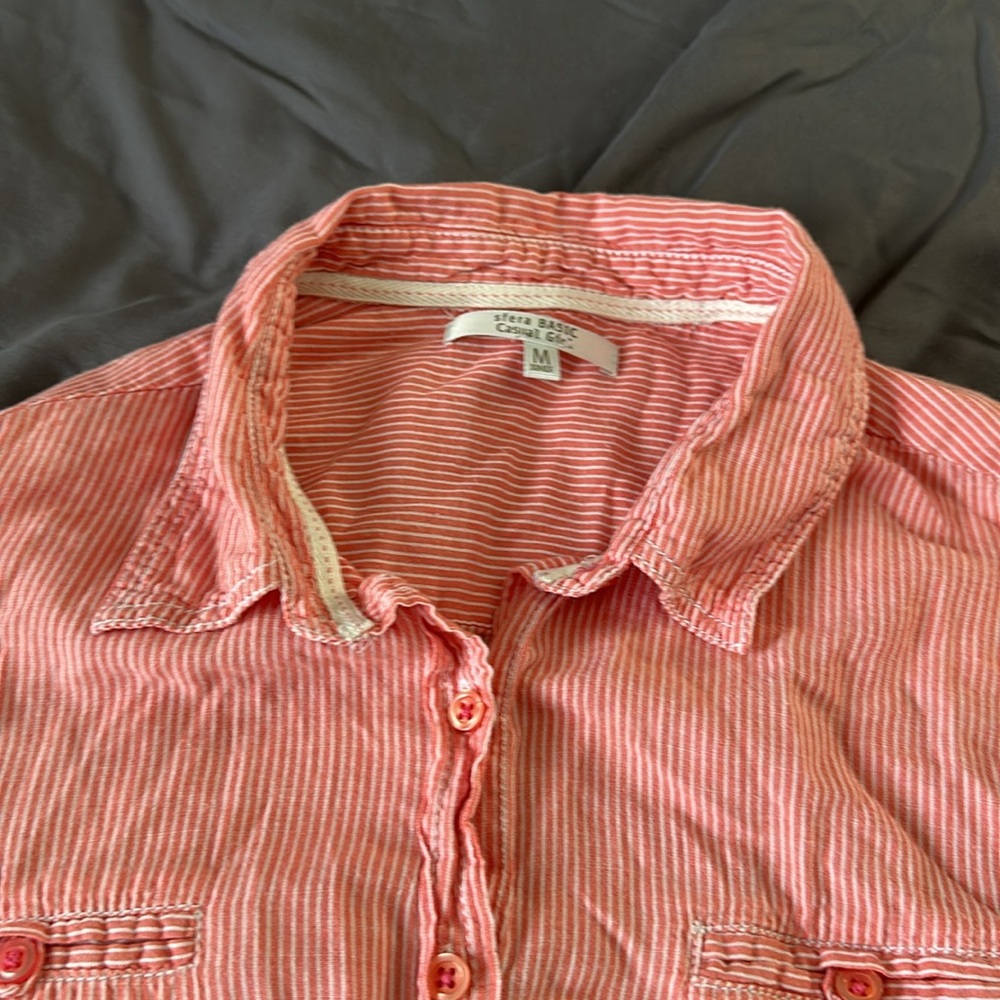 Sfera Casual Basic Striped Women’s Size M Button … - image 6